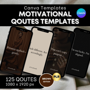 125 Motivational Quote Templates – Brown Aesthetic | Canva Editable PLR | IG Story Quotes for Coaches & Creators