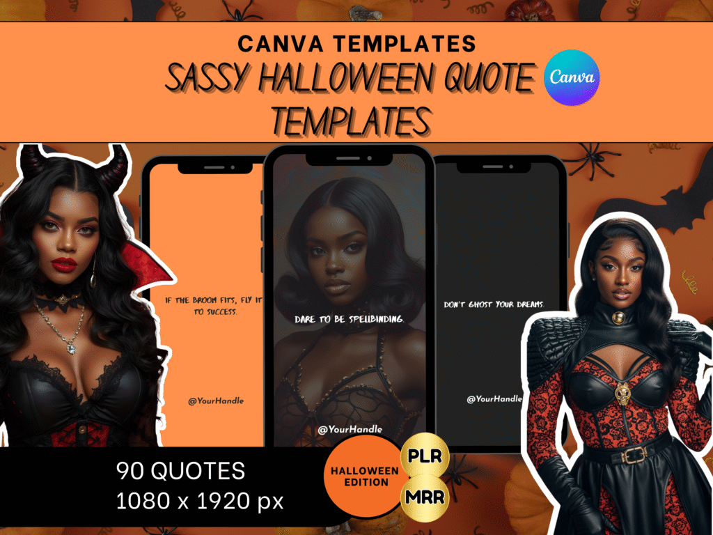 Halloween Sassy Quote Templates: Canva Editable IG Story Content (PLR/MRR) Costume edition