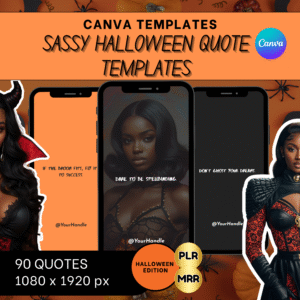 Halloween Sassy Quote Templates: Canva Editable IG Story Content (PLR/MRR) Costume edition