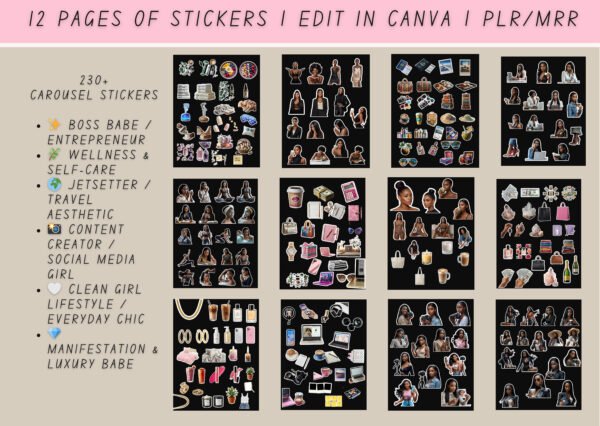 Realistic African American Women Sticker Bundle | 230+ PNG Transparent Stickers - Image 2