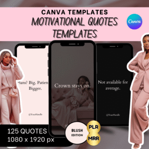 125 Motivational Quote Templates – Blush Aesthetic | Canva Editable PLR | IG Story Quotes for Social media