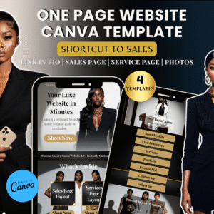 One Page Website Canva Template | Link in Bio Kit | Sales, Services & Portfolio Layouts | Minimal Luxury Website Builder