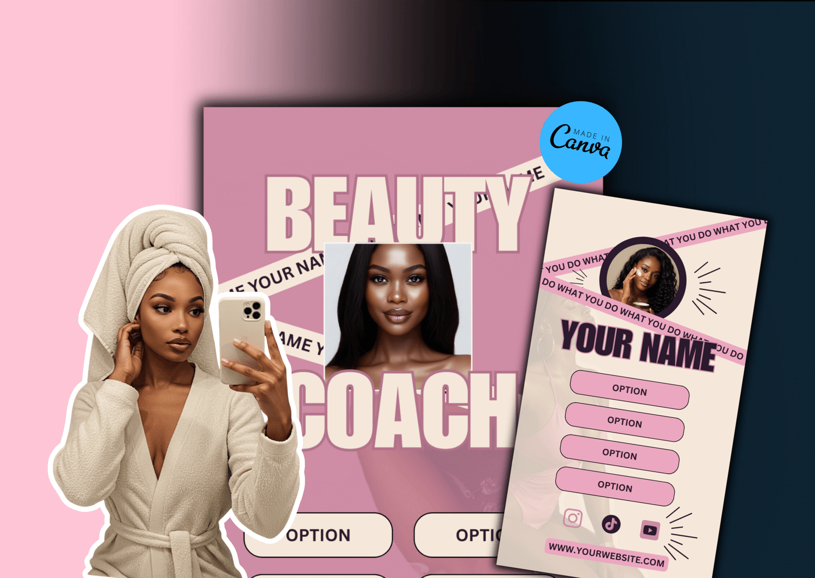 Link in Bio Canva Template Bundle | Beauty Editable Layouts | IG Bio Page for Coaches & Creators | Mobile Landing Page Design (Copy) - Image 2