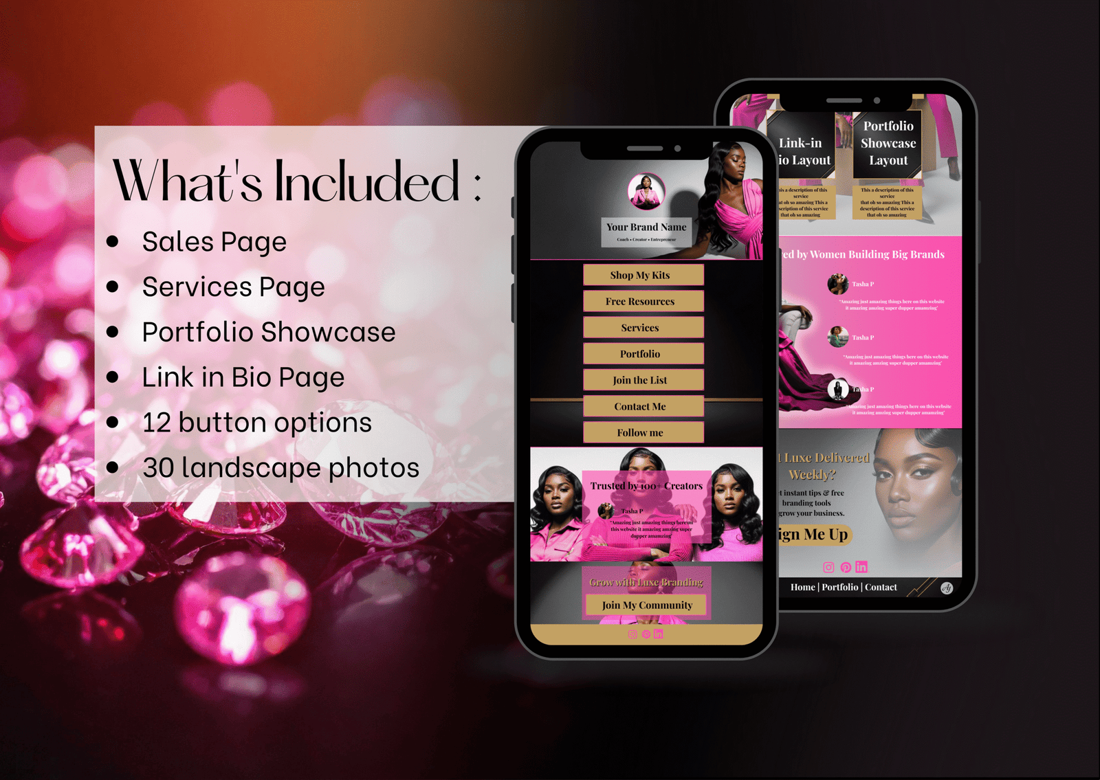 Pink- One Page Website Canva Template | Link in Bio Kit | Sales, Services & Portfolio Layouts | Minimal Luxury Website Builder - Image 4