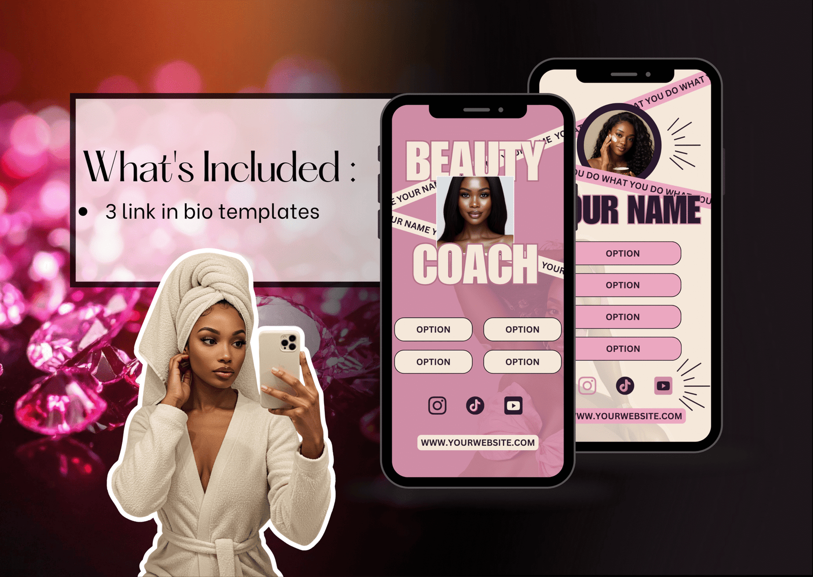 Link in Bio Canva Template Bundle | Beauty Editable Layouts | IG Bio Page for Coaches & Creators | Mobile Landing Page Design (Copy) - Image 4