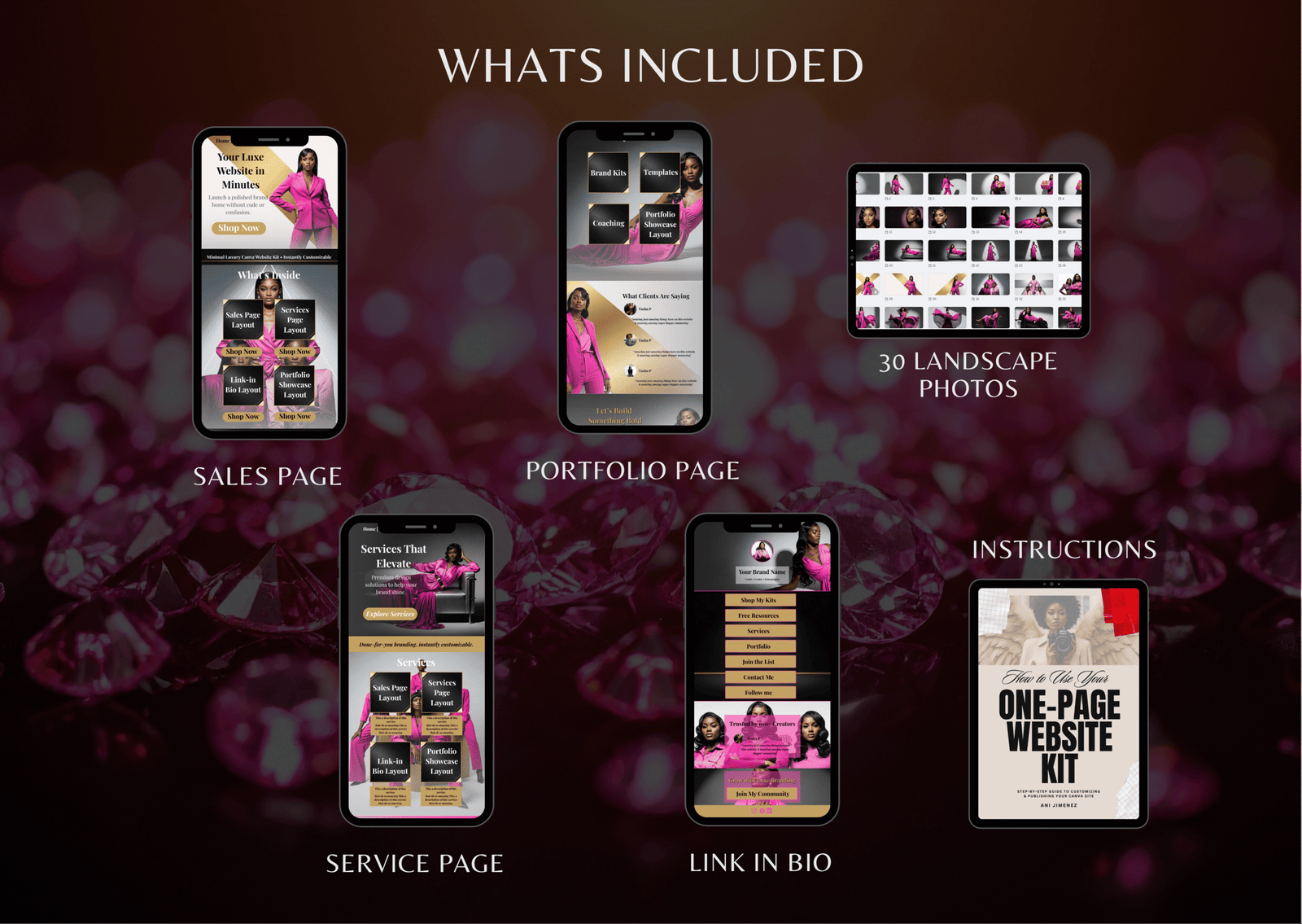 Pink- One Page Website Canva Template | Link in Bio Kit | Sales, Services & Portfolio Layouts | Minimal Luxury Website Builder - Image 3