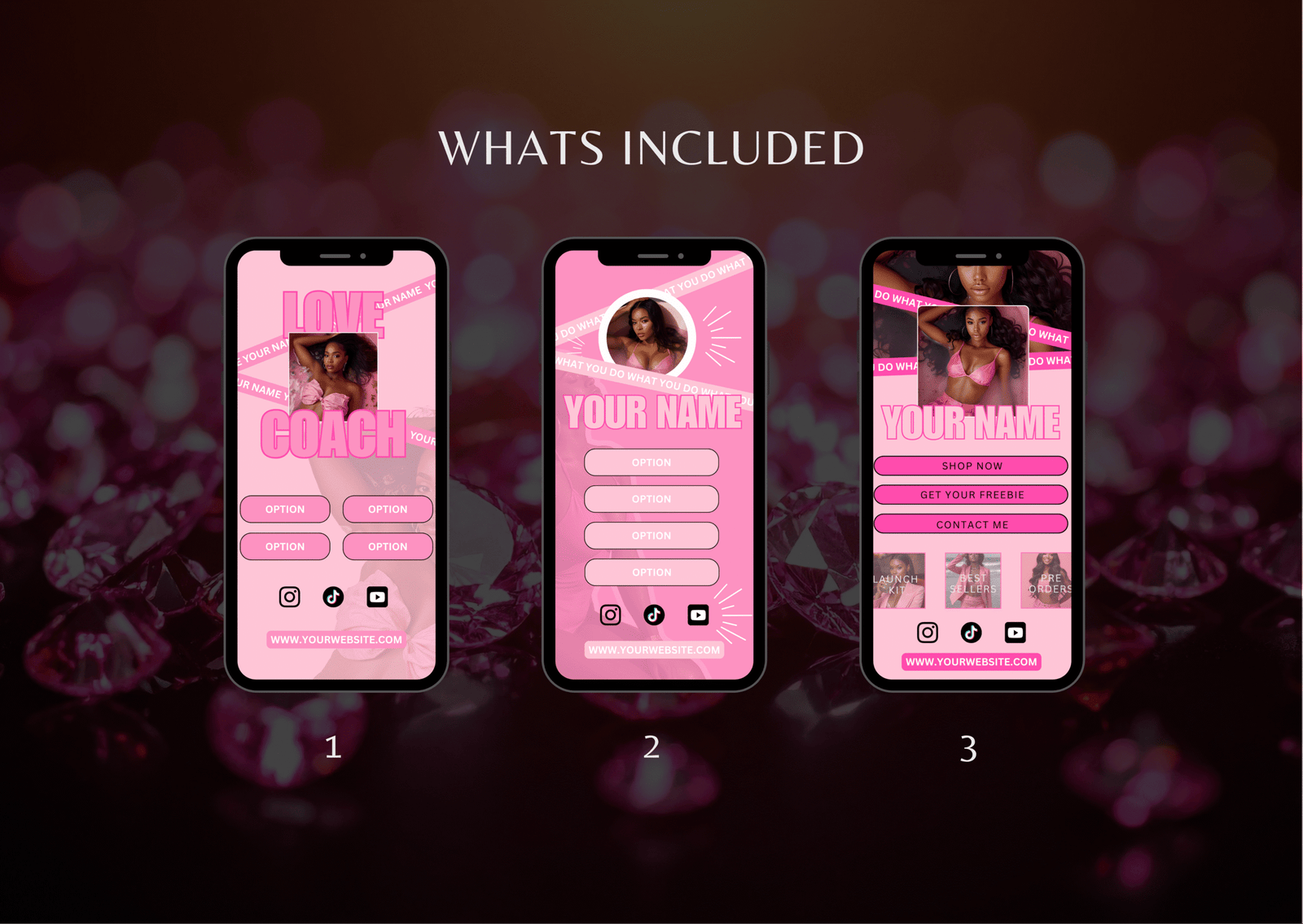Link in Bio Canva Template Bundle | Pink Editable Layouts | IG Bio Page for Coaches & Creators | Mobile Landing Page Design - Image 4
