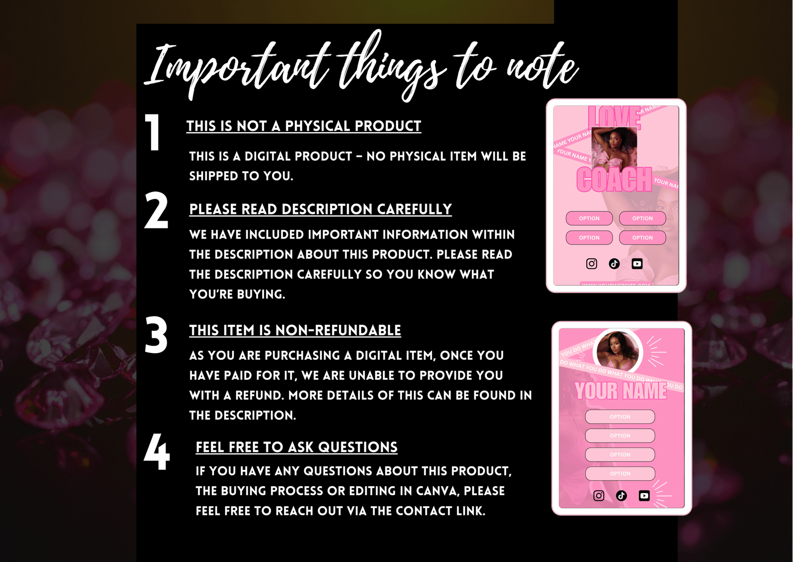 Link in Bio Canva Template Bundle | Pink Editable Layouts | IG Bio Page for Coaches & Creators | Mobile Landing Page Design - Image 5