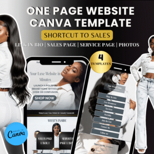 One Page Website Canva Template | Link in Bio Kit | Sales, Services & Portfolio Layouts | Minimal Luxury Website Builder Light Denim theme