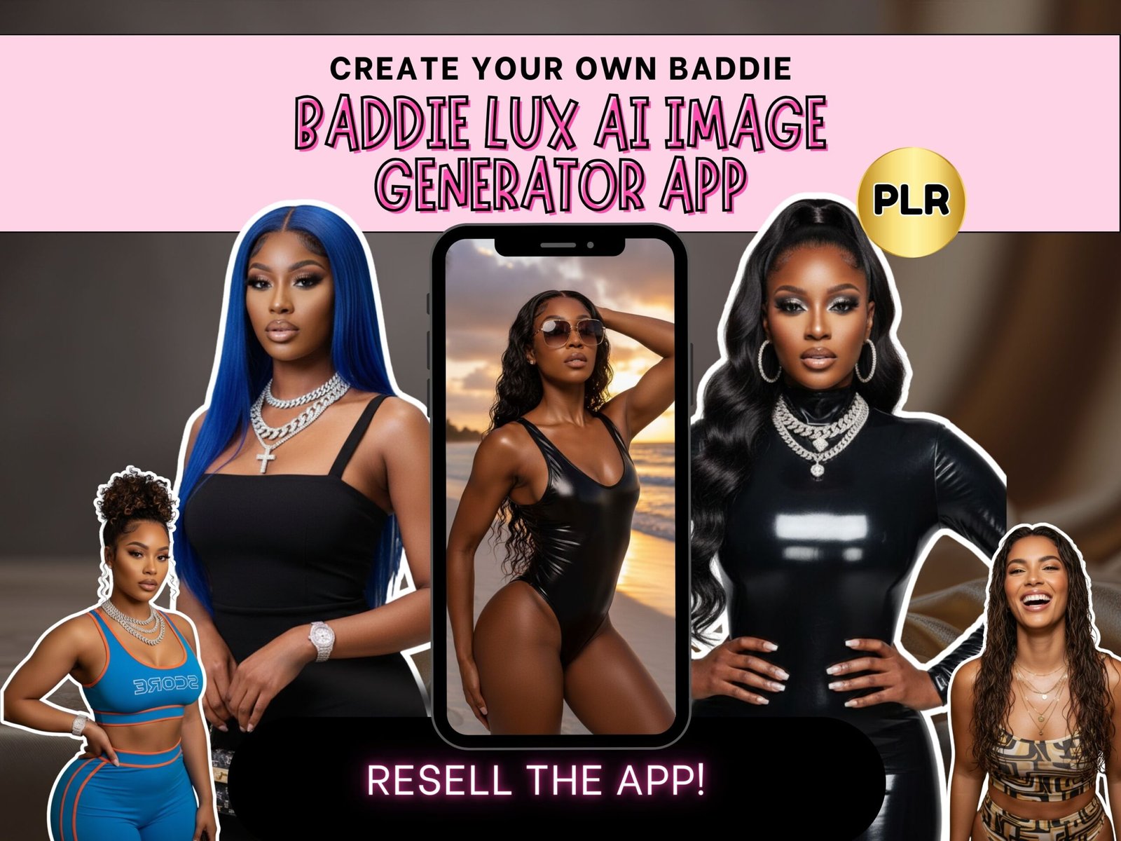 Baddie Lux AI Image Generator App with PLR | Create & Resell Your Own AI Baddie Generator | Instant Digital Download
