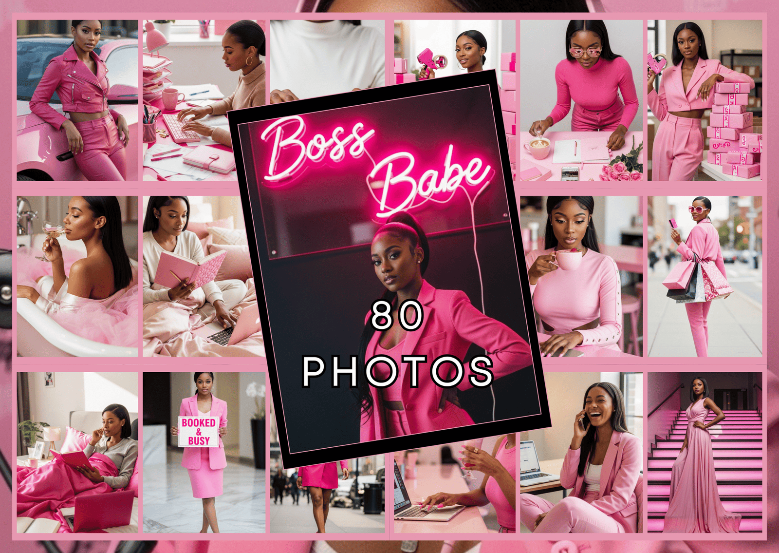 Pink Girlboss theme Stock Photo Bundle β 80 Images for Canva, Social Media & Branding | PLR + MRR Rights - Image 2