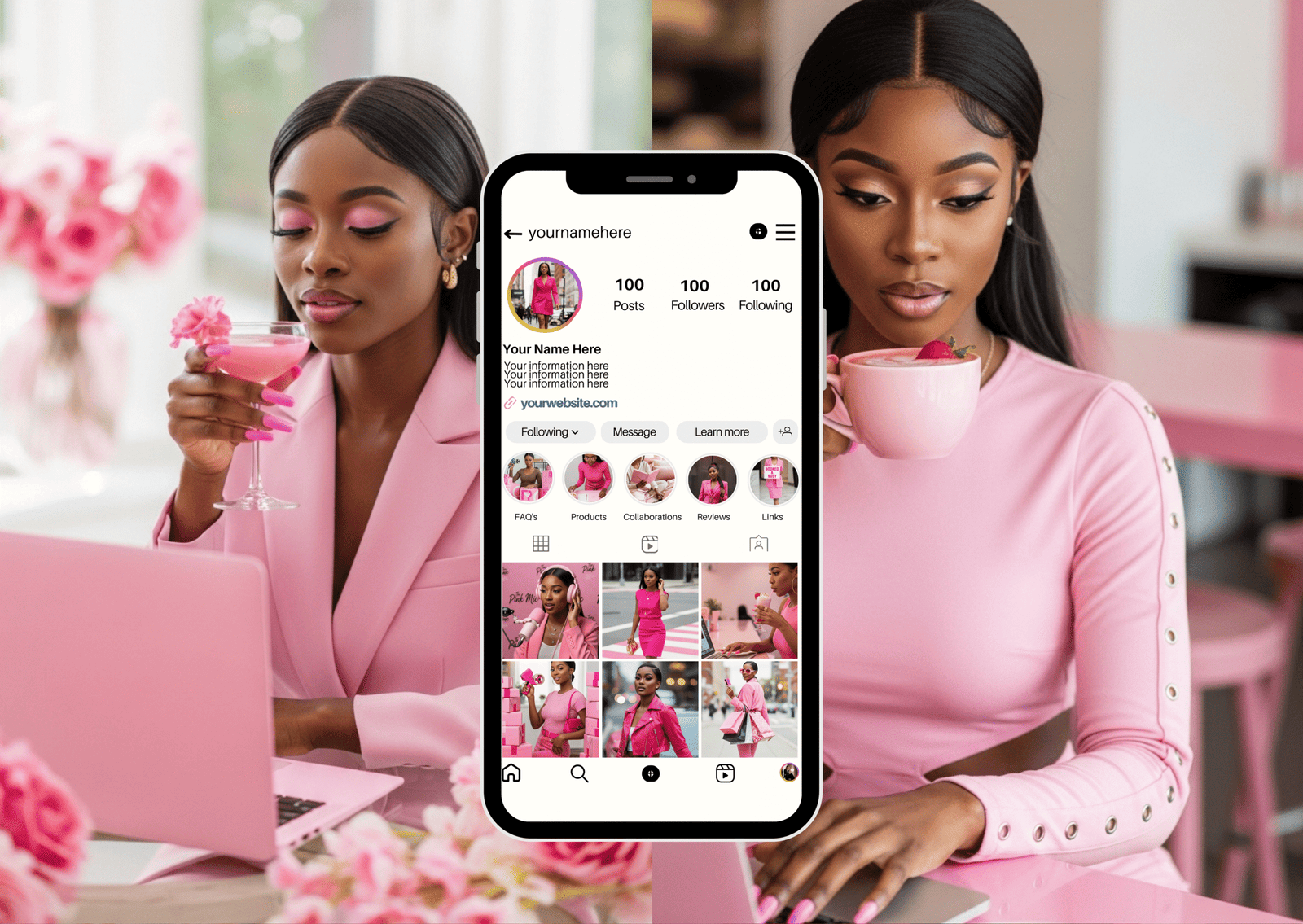 Pink Girlboss theme Stock Photo Bundle β 80 Images for Canva, Social Media & Branding | PLR + MRR Rights - Image 3