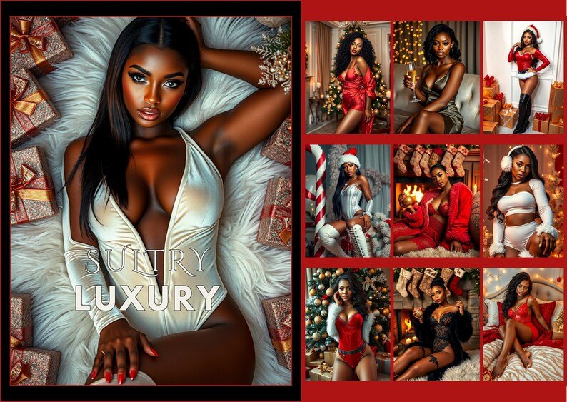 Sultry Black Women Christmas Stock Photos: 90 Holiday Images (PLR/MRR) - Image 3