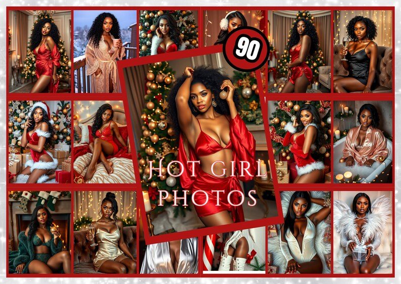 Sultry Black Women Christmas Stock Photos: 90 Holiday Images (PLR/MRR) - Image 2