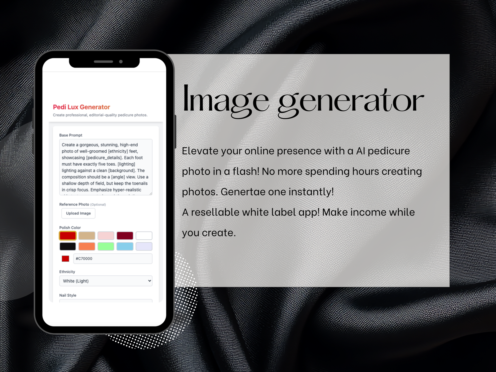 Pedicure photo Generator | Pedi Lux Ai Image Generator App with PLR | Create & Resell Your Own AI Pedi Generator | Instant Digital Download - Image 3