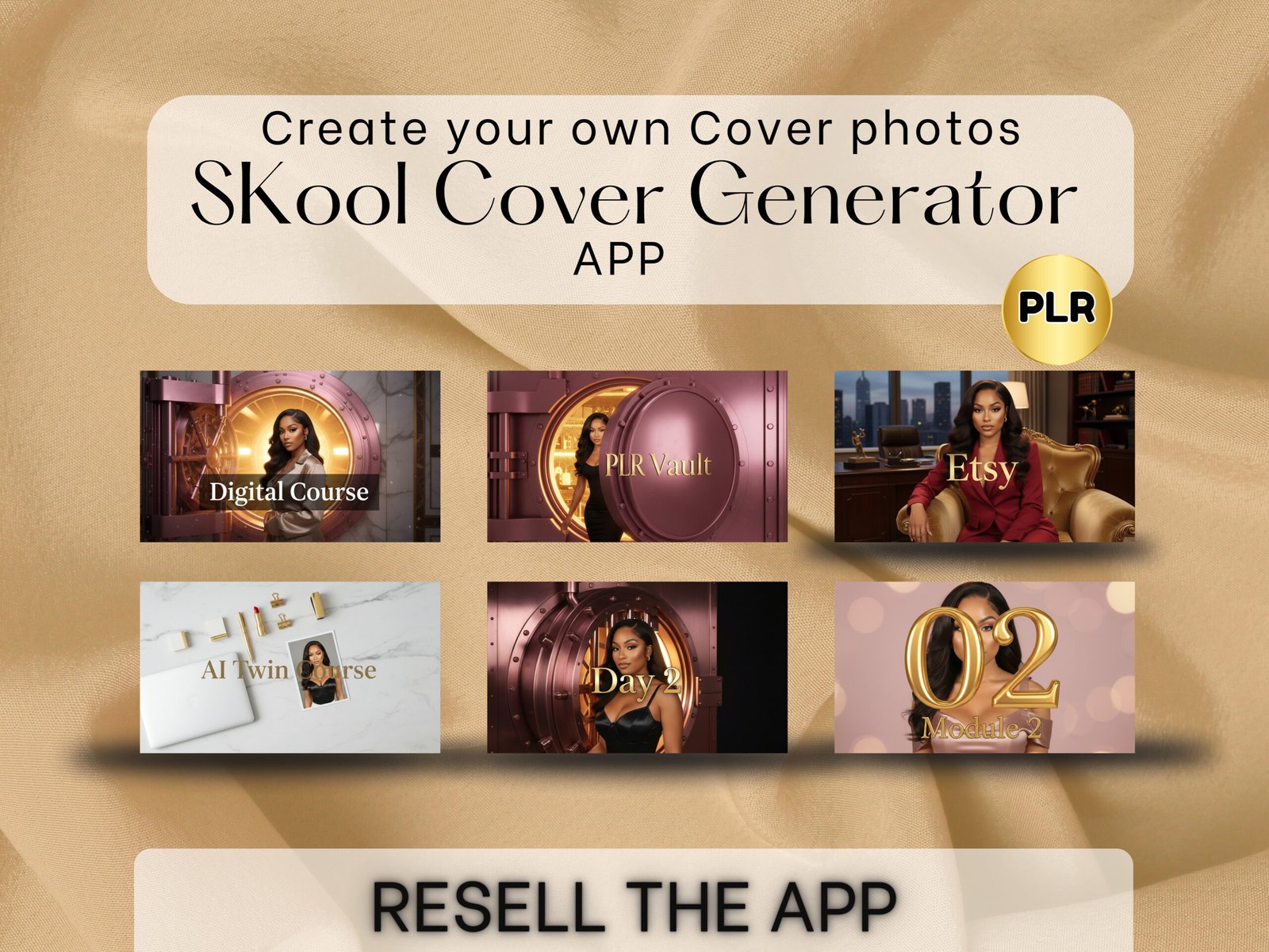 Skool Cover Photo Generator App | AI Cover Creator with PLR | White Label App to Resell | Skool Group Banner Maker | Course Branding Tool
