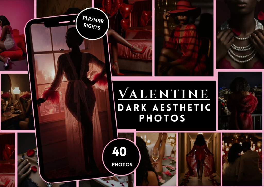 Dark Feminine Valentine Photos, Social Media MRR Images (Digital Download)