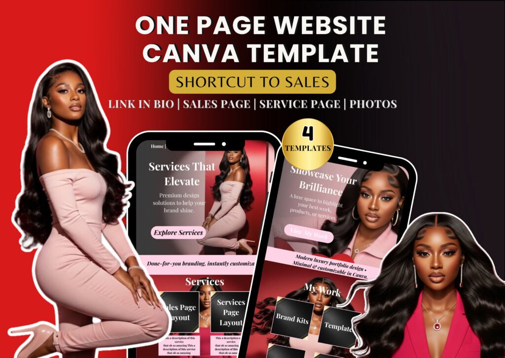 valentines | One Page Website Canva Template | Link in Bio Website | Sales Page + Service Page | Luxury Canva Website Template