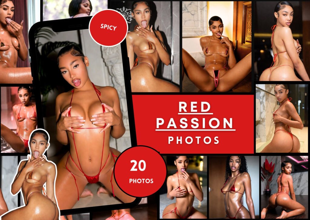 (18+ ONLY) Red Passion Photos • Spicy Lingerie Boudoir Set • 20 High-Quality Adult Photos