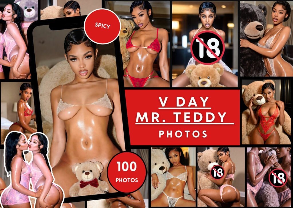 18+ V-Day Mr. Teddy Photos • Spicy Valentine Boudoir Set • 100 Adult Photos