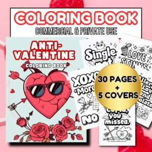Anti Valentine Coloring Book: Adult Activity Pages (PLR, KDP Interior) (Digital Download)