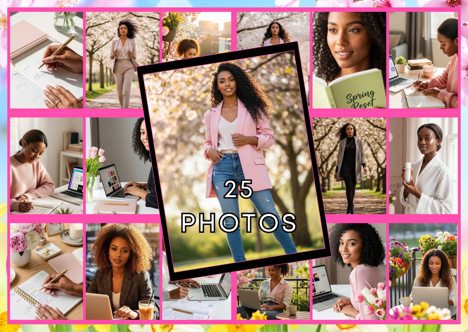 Spring Content Bundle PLR MRR | 25 Photos 45 Videos 15 Story Templates 10 Captions | Black Girl Spring Aesthetic | Instagram Reels Content Pack - Image 5