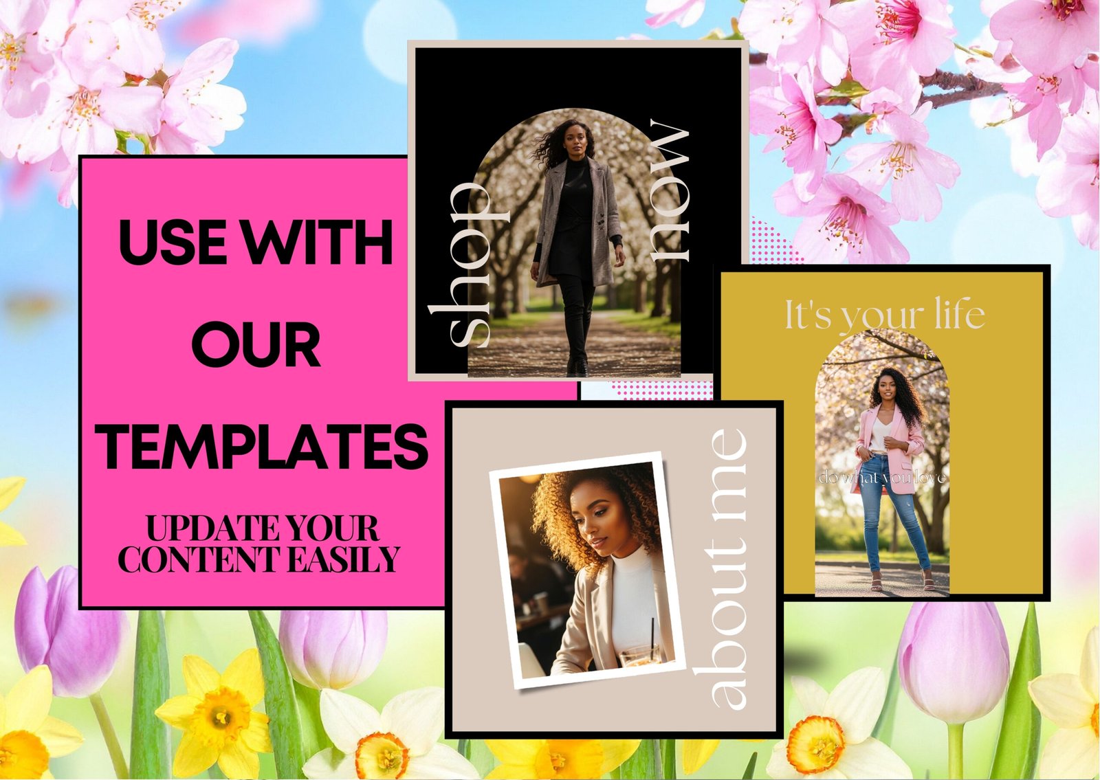 Spring Content Bundle PLR MRR | 25 Photos 45 Videos 15 Story Templates 10 Captions | Black Girl Spring Aesthetic | Instagram Reels Content Pack - Image 4