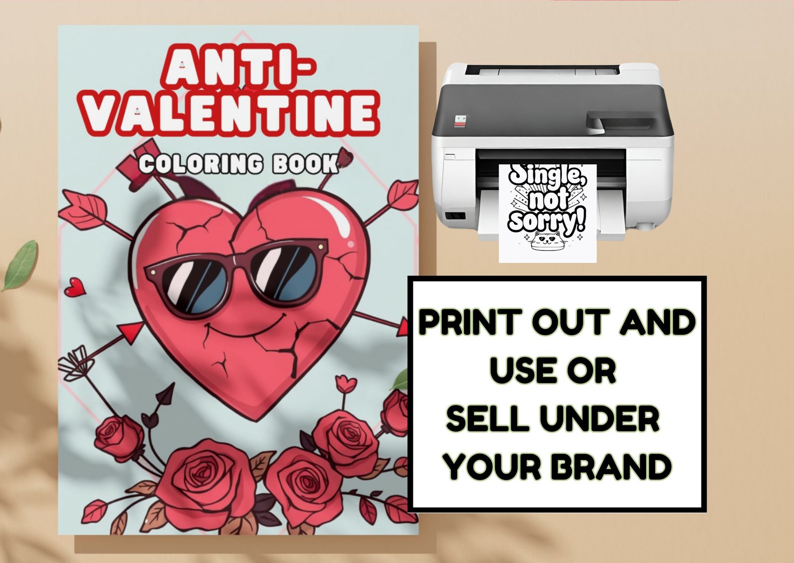 Anti Valentine Coloring Book: Adult Activity Pages (PLR, KDP Interior) (Digital Download) - Image 3