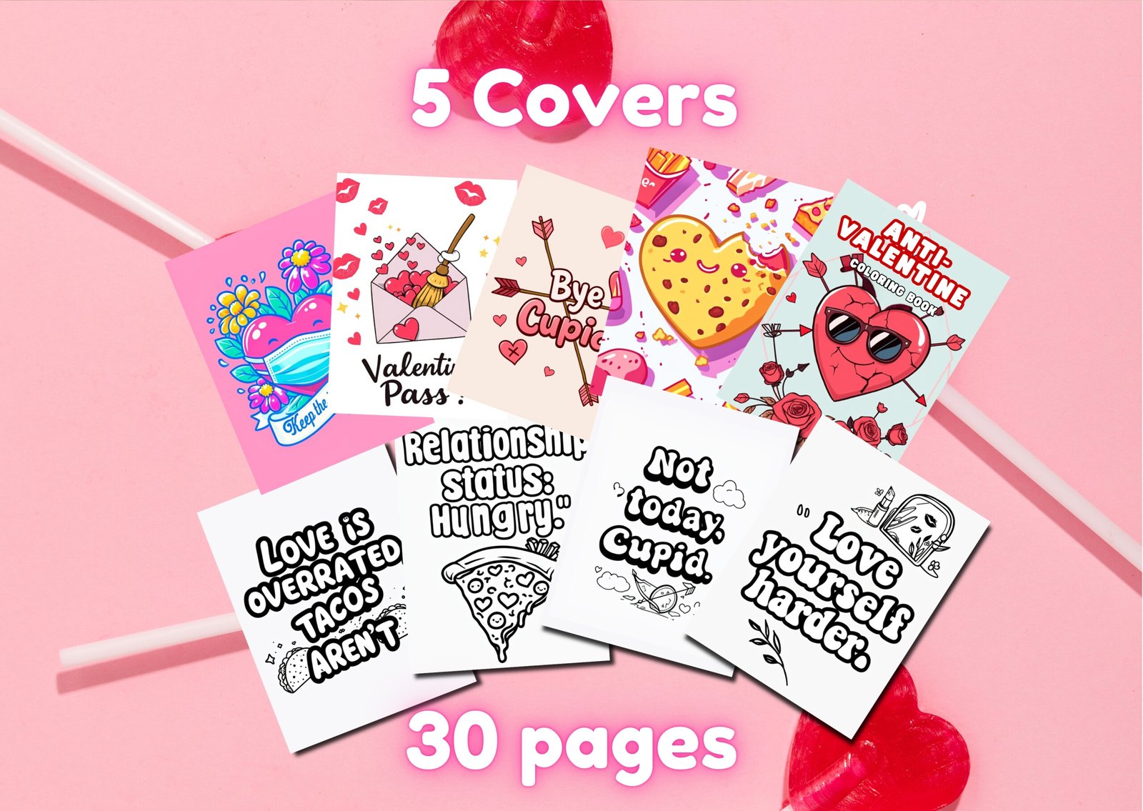 Anti Valentine Coloring Book: Adult Activity Pages (PLR, KDP Interior) (Digital Download) - Image 4