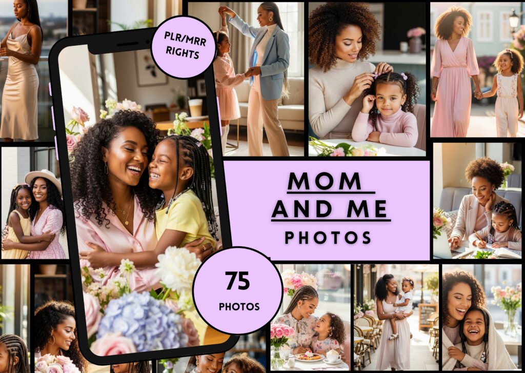 Mom and Me Stock Photos Bundle | Black Mother Daughter | Family Lifestyle Content | Feminine Brand Photos | Social Media Content | PLR MRR