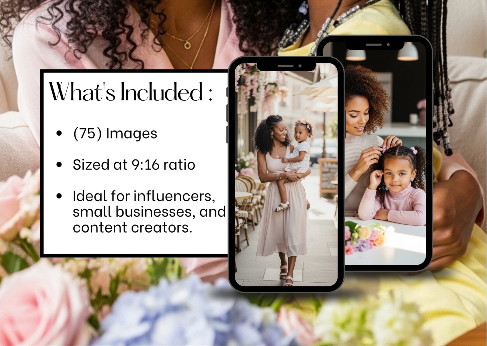Mom and Me Stock Photos Bundle | Black Mother Daughter | Family Lifestyle Content | Feminine Brand Photos | Social Media Content | PLR MRR - Image 2