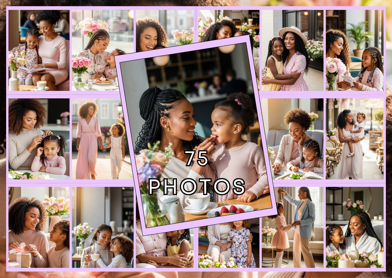 Mom and Me Stock Photos Bundle | Black Mother Daughter | Family Lifestyle Content | Feminine Brand Photos | Social Media Content | PLR MRR - Image 3