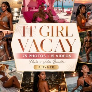 It Girl Vacay Photo & Video Bundle, 75 Photos + 15 Videos, Luxury Travel Content, Black Women Stock Photos, PLR MRR