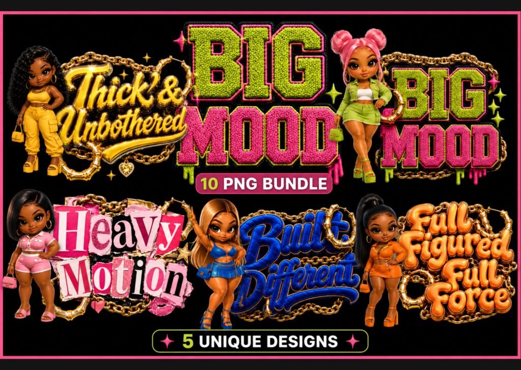 Big Mood PNG Bundle | 10 Baddie Quote PNG Designs | Trendy Urban Graphics | Commercial Use | Sublimation PNG | T-Shirt Designs