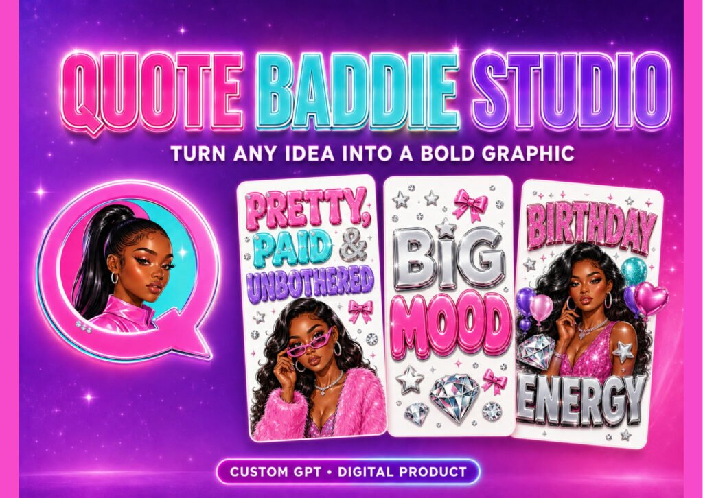 Quote Baddie Studio GPT | AI Quote Graphic Generator | T-Shirt PNG Design Tool | Sublimation & Sticker Graphic Creator