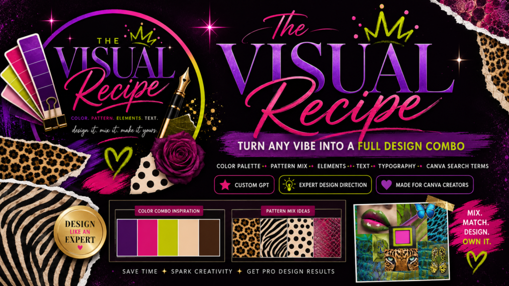 The Visual Recipe GPT | AI Graphic Design Assistant | Color Palette, Pattern, Font & Element Generator | Canva Design Tool